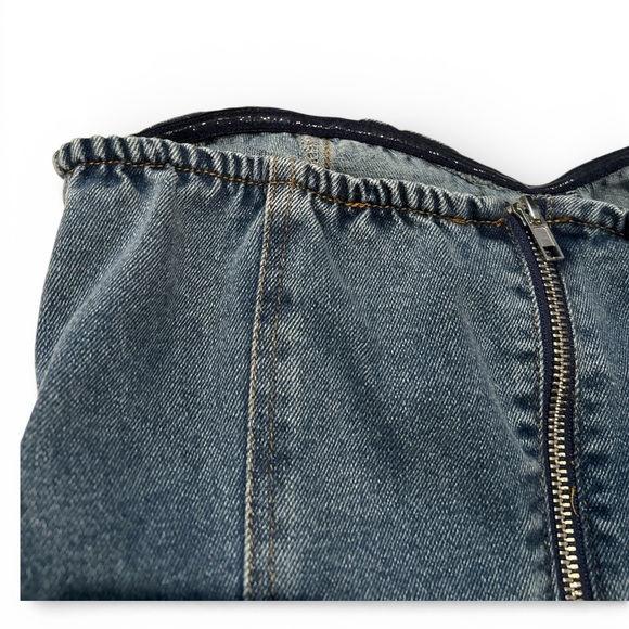 Free Market by Flying Tomato Women’s Blue Denim Strapless Jumpsuit NWT. Size M - Picture 6 of 12